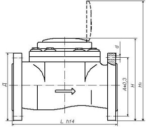 Габаритные и присоединительные размеры Счетчика турбинного холодной воды СТВУ-100.jpg