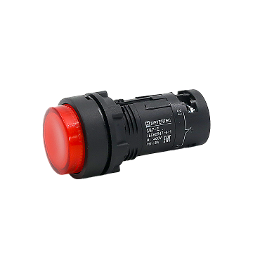 Кнопка красная выступающая с подсветкой, 1NС, 220V AC, IP54, пластик