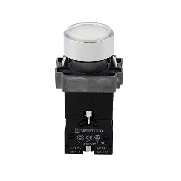 MTB2-BWF3171 кнопка плоская белая с подсветкой, 24V AC/DC, 1NO, IP67, металл