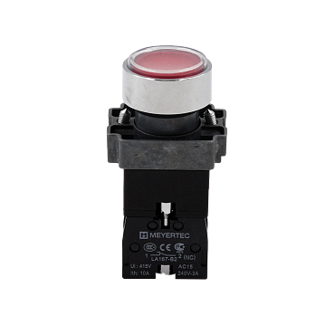 MTB2-BWF3462 кнопка плоская красная с подсветкой, 220V AC/DC, 1NС, IP67, металл