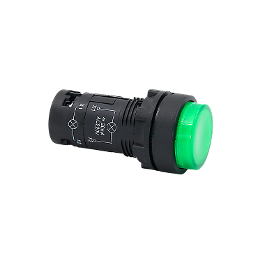 MTB7-EW33616 Кнопка зеленая выступающая с подсветкой, 1NO, 220V AC, IP54, пластик