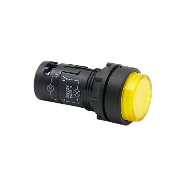 MTB7-EW35616 Кнопка желтая выступающая с подсветкой, 1NO, 220V AC, IP54, пластик