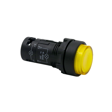 MTB7-EW35611 Кнопка желтая выступающая с подсветкой, 1NO, 24V AC/DC, IP54, пластик
