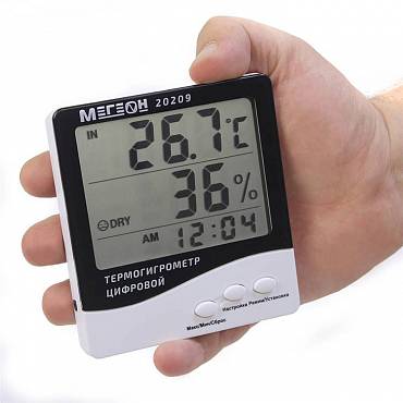 цифровой настольный термогигрометр с выносным датчиком