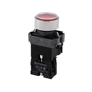 MTB2-BWF3472 - кнопка плоская красная с подсветкой, 24V AC/DC, 1NС, IP67, металл