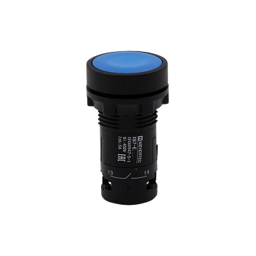 MTB7-EH65 - Кнопка плоская синяя с фиксацией, 1NO+1NC, IP54, пластик