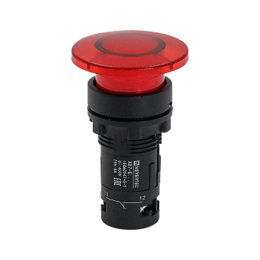 MTB7-EW44626 - Кнопка грибовидная красная с подсветкой, Ø40 мм, 1NC, 220V AC, IP54, пластик